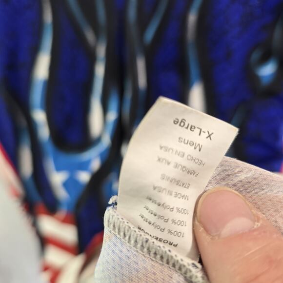 Primal Wear Cycling Jersey Mens XL Blue Red Flag Flames Bike Pockets Zip - Picture 9 of 12